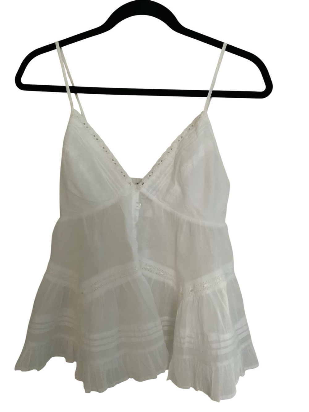 Kimchi Blue White Smocked Cotton Tank XS